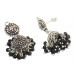 Earrings jhumki silver 925 sterling dangle drop women black onyx stone C 433